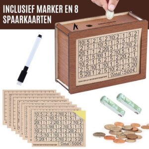 spaarpot met teller van hout